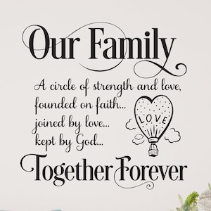 Our Family Quote Vinyl Wall Decal Family Love Lettering Farmhouse Home Decor Idea Housewarming Stickers Mural (#6152di)