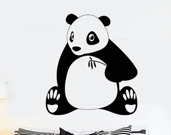Panda Vinyl Wandaufkleber Bambusbär Cooles lustiges Tier Kinderzimmer Kinderzimmer Garantierte Qualität Aufkleber Wandbild (#2231di)