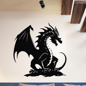 Dragon Vinyl Wall Decal Fantasy Theme Boys Bedroom Decoration Game Kids Room Playroom Artwork Window Magic Decor Art Stickers Mural (#073dl)