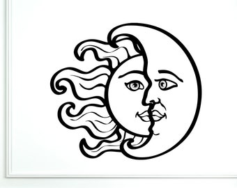 Wall Vinyl Sun Moon Magic Decal For Bedroom Mural Vinyl Decal Sticker 1776dz