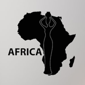 Continent of Africa Vinyl Wall Decal African Woman Native Aborigines Ethnic Style Stickers Mural (#3318da)