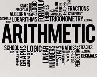 Arithmetic Vinyl Wall Decal Math Words Mathematic Classroom Decoration Teacher Window School Door Decor Stickers Mural (#6494di)