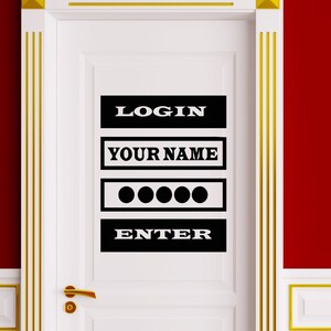 Wall Vinyl Decal Children&#39;s Room Décor Login to Enter Computer Games Gaming Decoration 1112di