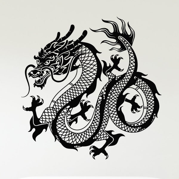 Dragon Vinyl Wall Decal Asian Style Mythology Fantasy Chinese Stickers Mural (#4525dg)