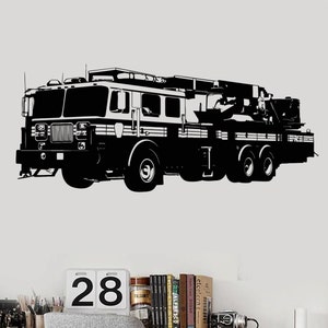Wall Art Mural Fire Truck Decor for Kids’ Rooms, Playrooms, or Firefighter-Themed Spaces Engine Fireman Cool Guaranteed Quality Decal 2212di