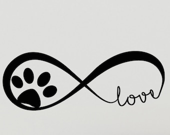 Dog Paw Infinity Vinyl Wall Decal, Pet Lover Wall Sticker, Dog Lover Wall Art, Paw Print Decor, Pet Memorial (#3226da)