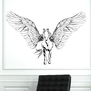 Wall Vinyl Horse Wings Pegasus Mustang Mural Vinyl Decal Sticker 1779dz image 1