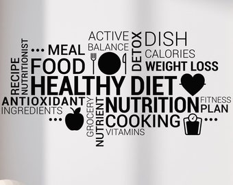 Healthy Diet Vinyl Wall Decal: Fitness Motivation for Home Gym (#6171di)