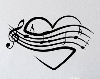 Music Vinyl Wall Decal Musical Notes Love School Shop Decor Stickers Mural (#4088dg)