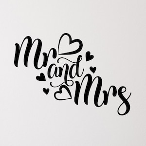 Mr And Mrs Vinyl Wall Decal Logo Love Family Bedroom Decor Stickers Mural (#2434dg)