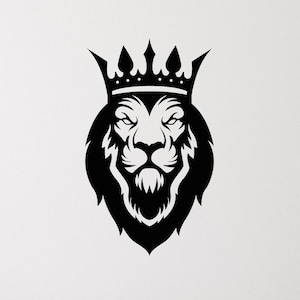 Lion Head Vinyl Wall Decal African King Animal Crown Predator Big Cat Stickers Mural (#3035da)