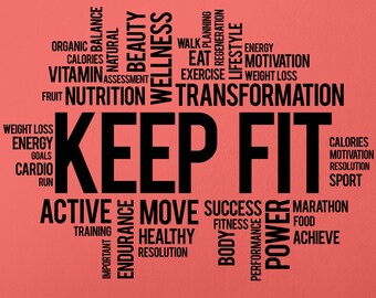 Keep Fit Vinyl Wall Decal: Gym Motivation Decor (#6446di)