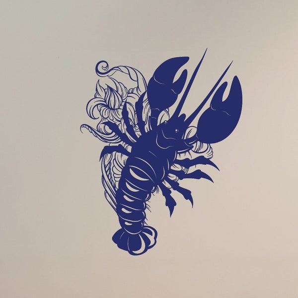 Lobster Vinyl Wall Decal Marine Style Restaurant Seafood Shop Market Stickers Mural (#1227da)