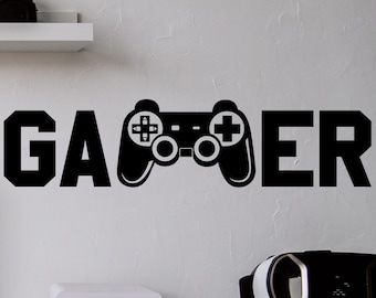 Gamer Vinyl Wall Decal: Video Game Controller Art Mural (#6317di)
