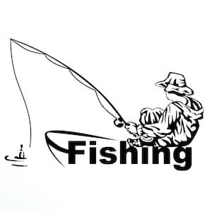 Fishing Vinyl Wall Decal Fisher Boat Man Hobby Decor Window Stickers Mural (#2707di)