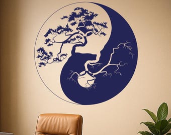 Vinyl Wall Decal Yin Yang Zen Philosophy Tree Oriental Decor Asian Stickers Mural (#2539di)