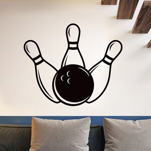 Bowling Fun: Vinyl Wall Decal for Game Room or Man Cave Sports Theme Art Decor Stickers Mural (#6124di)