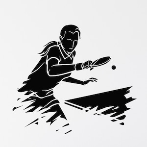 Ping Pong Vinyl Wall Decal Sports Table Tennis Athlete Game Room Stickers Mural (#1714dg)