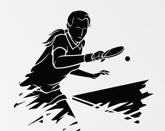 Ping Pong Vinyl Wall Decal Sports Table Tennis Athlete Game Room Stickers Mural (#1714dg)