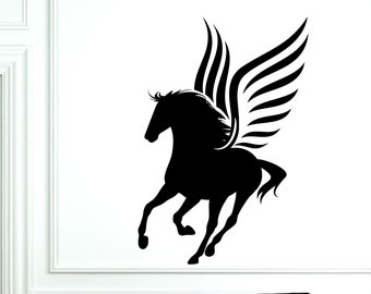 Wall Vinyl Fairytale Horse Wings Pegasus Mural Vinyl Decal Sticker 1780dz