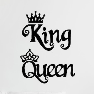 Adesivo da parete in vinile con corona, motivo: re e regina, decorazione per la casa, adesivi per camera da letto principale, murale (#4804dg)