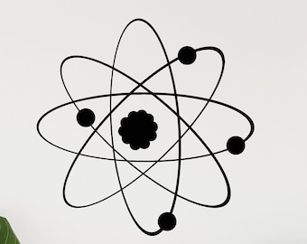 Atom Vinyl Wall Decal Science Chemistry Classroom School Stickers Mural (#4847dg)