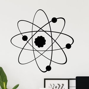 Atom Vinyl Wall Decal Science Chemistry Classroom School Stickers Mural (#4847dg)