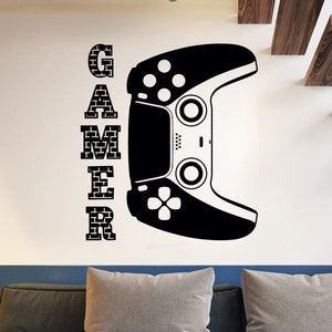 Level Up Your Space with this Gamer Vinyl Wall Decal Game Controller Video Games Gaming Zone Joystick Decor Stickers Mural (#6320di)
