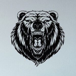 Grizzly Vinyl Wall Decal Animal Predator Aggressive Bear Head Stickers Mural (#2473dg)