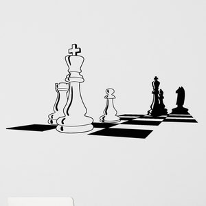 Chess Board Wall Vinyl Decal Chessmen Intellectual Logical Board Game Stickers Mural (#1673da)