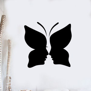 Wall Vinyl Decal Butterfly Kissing Couple Love Romance Abstract Modern Home Decor (#1095di)