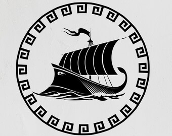 Antike griechische Schiff Vinyl Wand Aufkleber Galeere Griechenland Geschichte Klassenzimmer Dekor Aufkleber Wandbild (#6487di)