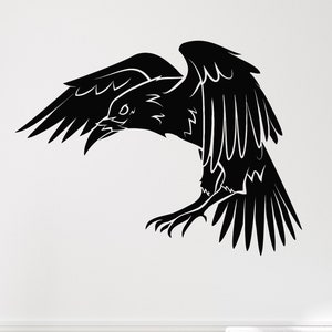 Gothic Bird Vinyl Wall Decal Flying Black Raven Bedroom Crow Stickers Mural (#5600dg)