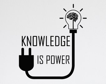 Knowledge Vinyl Wall Decal Power Motivational Phrase Brain Idea Stickers Mural (#2406dg)