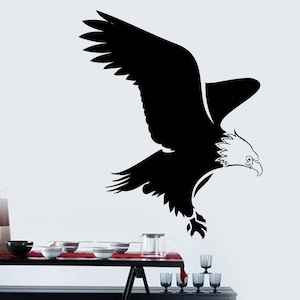 Wall Vinyl Decal Flight Eagle Bird Silhouette Wingspan Modern Decor for Living Room  (#2459dn)