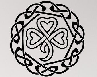 Clover Vinyl Wall Decal Trefoil Leaf Celtic Pattern Irish Symbol Ireland Stickers Mural (#2070dg)