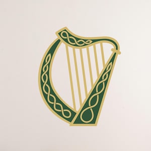 Irish Harp Wall Decal - Celtic Music Vinyl Sticker - Ireland Heritage Home Decor - Traditional Harp Art - Irish Pub Bar Decor USA dci102