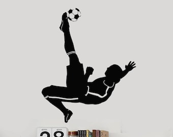 Wall Vinyl Decal Soccer Player Kicking Ball Guaranteed Quality Decor 2355di