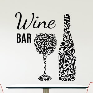 Bar Vinyl Wall Decal Wine Shop Restaurant Glass Alcohol Drinks Stickers Mural (#3312dg)