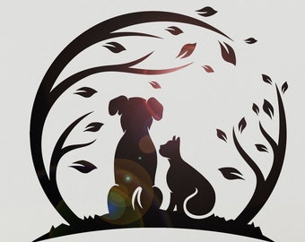 Pets Vinyl Wall Decal Dog Cat Care Grooming Salon Animals Veterinary Clinic Vet Shop Sign Nature Window Decor Stickers Mural (3165da)