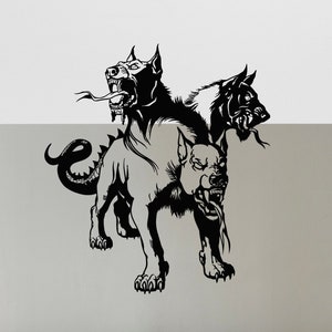 Myth Vinyl Wall Decal Cerberus Hell Animal Three Headed Dog Stickers Mural (#5939dg)