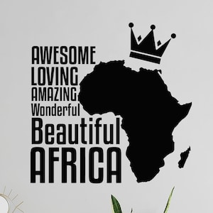 Map Vinyl Wall Decal Beautiful Africa Continent Phrase Words African Stickers Mural (#2894dg)