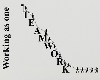 Teamwork Vinyl Wall Decal Office Quote Saying Team Work Business Stickers Mural (#3047di)