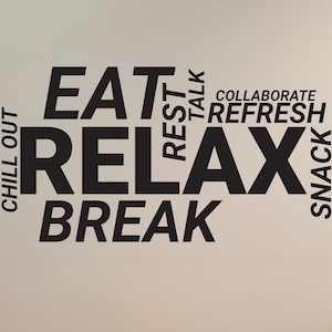 Break Room Vinyl Wall Decal Office Room Art Creative Idea Breakroom Teamwork Decor Relax Window Door Sign Business Stickers Mural (#3164di)