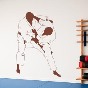 Jiu Jitsu Wall Decal – Martial Arts Home Gym Decor – MMA Fighter Silhouette Vinyl StickerJudo Sport Fighting  (#2244di)