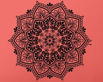 Meditation Vinyl Wall Decal Yoga Circle Mandala Flower Ornament Stickers Mural (#4251dg)