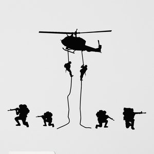 MIlitary Vinyl Wall Decal Helicopter Army Air Force War Soldier Stickers Mural (#4869dg)