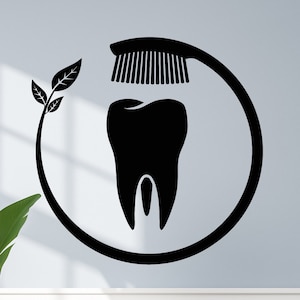 Tooth Care Vinyl Wall Decal Toothbrush Bathroom Dental Clinic Dentist Office Decor Stickers Mural (#3335da)