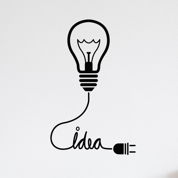 Idea Vinyl Wall Decal Energy Saving Light Bulb Office Style Stickers Mural (#4863dg)