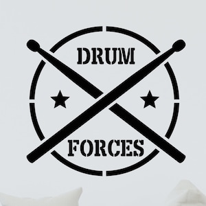 Drum Forces Vinyl Wall Decal Drummer Music Studio Musical Decor Stickers Mural (#4895dg)